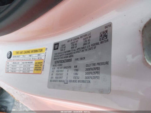 44472597 :رقم المزاد ، 1GTN2TEC9EZ308856 vin ، 2014 Gmc Sierra 1500 مزاد بيع