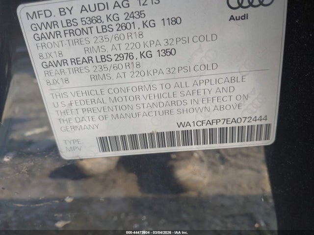 2014 AUDI Q5 WA1CFAFP7EA072444 Photo 8