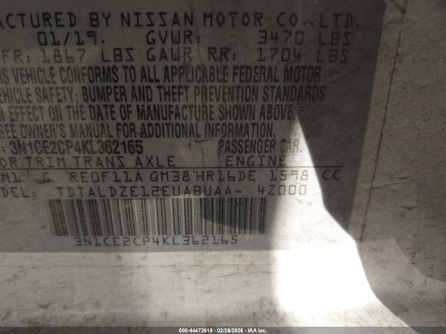 Aukcja sprzedaży 2019 Nissan Versa Note Sv, vin: 3N1CE2CP4KL362165, numer aukcji: 44472618