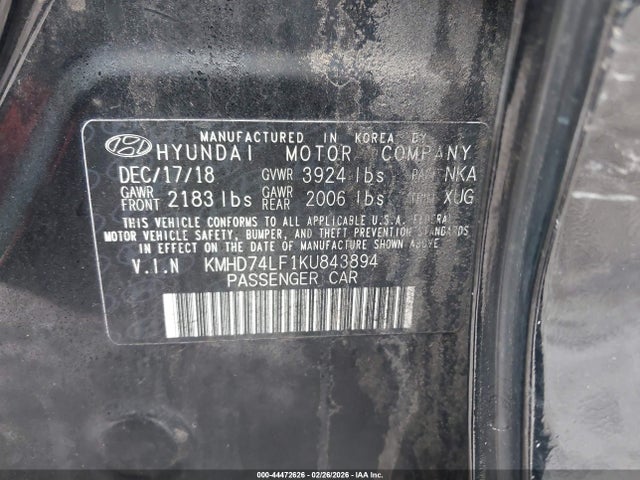 Aukcja sprzedaży 2019 Hyundai Elantra Se, vin: KMHD74LF1KU843894, numer aukcji: 44472626