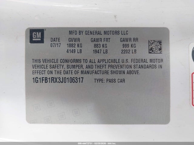 2018 CHEVROLET CAMARO 1G1FB1RX3J0106317 Photo 8