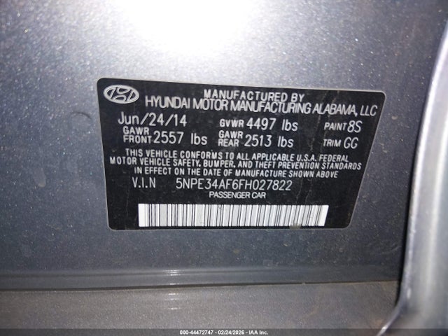 5NPE34AF6FH027822 Hyundai Sonata Sport
