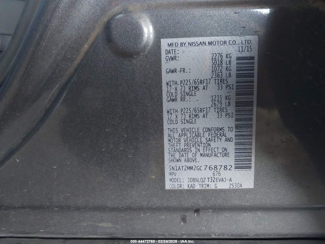 5N1AT2MM2GC768782 Nissan ROGUE SV