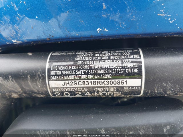 2024 HONDA CMX1100 JH2SC8318RK300851 Photo 9