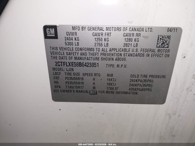 Продаж на аукціоні авто 2011 Gmc Terrain Slt-2, vin: 2CTFLXE58B6423051, номер лоту: 44472808