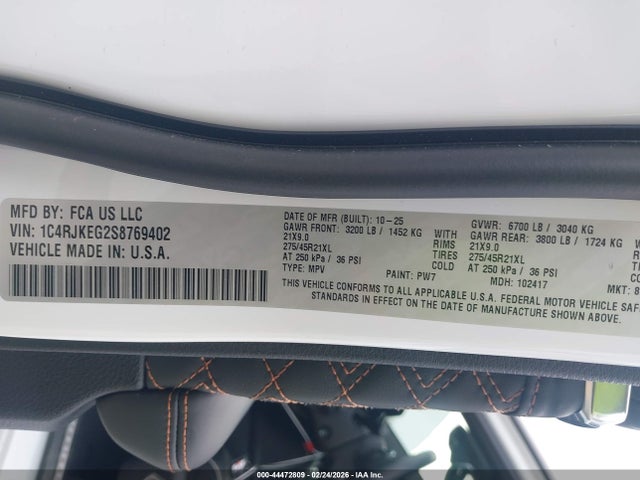 1C4RJKEG2S8769402 Jeep Grand Cherokee L Summit 4x4