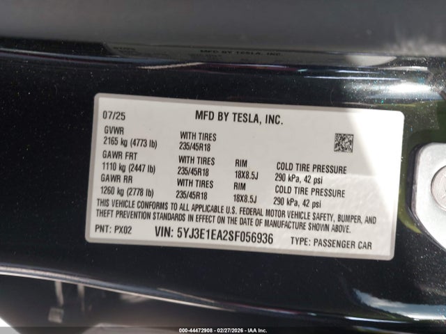 2025 TESLA MODEL 3 5YJ3E1EA2SF056936 Photo 8
