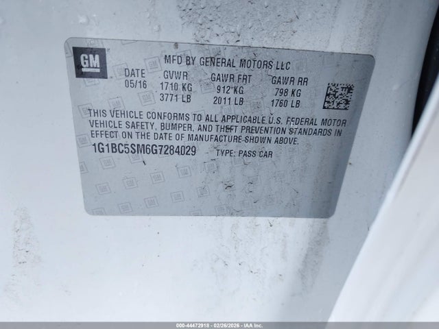 1G1BC5SM6G7284029 Chevrolet Cruze Ls Auto