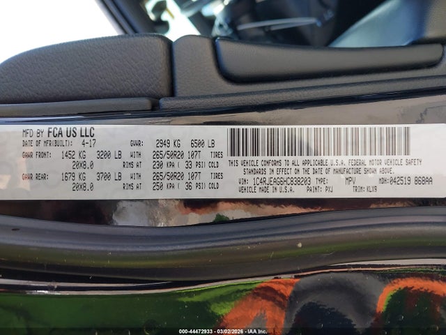 44472933 :رقم المزاد ، 1C4RJEAG6HC838203 vin ، 2017 Jeep Grand Cherokee Altitude 4x2 مزاد بيع