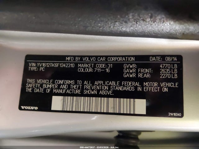 YV1612TK6F1342310 Volvo S60 T5 Premier