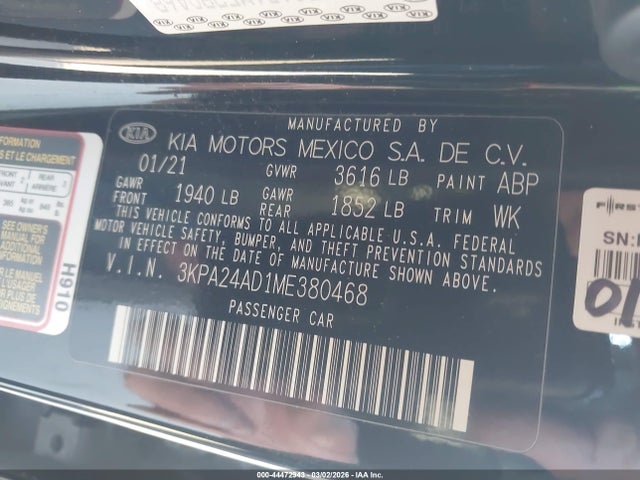 2021 KIA RIO 3KPA24AD1ME380468 Photo 8