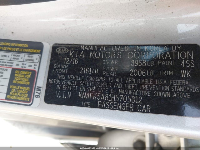 Продажа на аукционе авто 2017 Kia Forte Lx, vin: KNAFK5A81H5705312, номер лота: 44472959