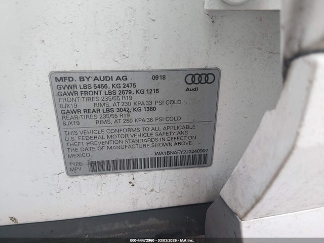 2018 AUDI Q5 WA1BNAFY2J2240907 Photo 8