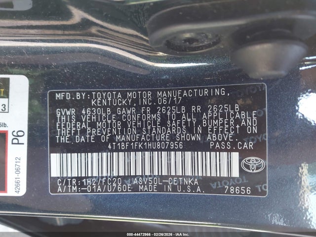 2017 TOYOTA CAMRY 4T1BF1FK1HU807956 Photo 8
