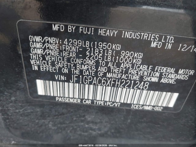 JF1GPAC6XFH221248 Subaru Impreza 2.0i Premium
