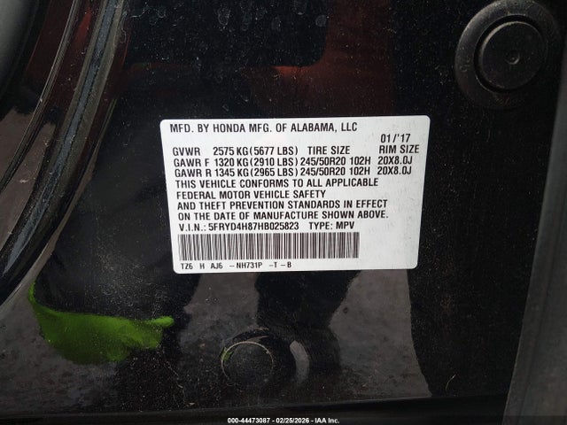 44473087 :رقم المزاد ، 5FRYD4H87HB025823 vin ، 2017 Acura Mdx Advance Package مزاد بيع