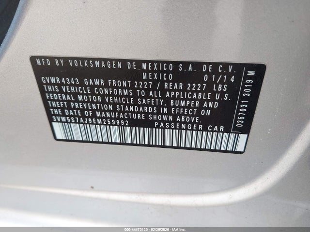 44473130 :رقم المزاد ، 3VW5S7AJ9EM259992 vin ، 2014 Volkswagen Jetta Gli Edition 30 W/nav مزاد بيع