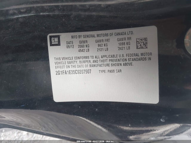 Aukcja sprzedaży 2012 Chevrolet Camaro 2ls, vin: 2G1FA1E35C9207907, numer aukcji: 44473156