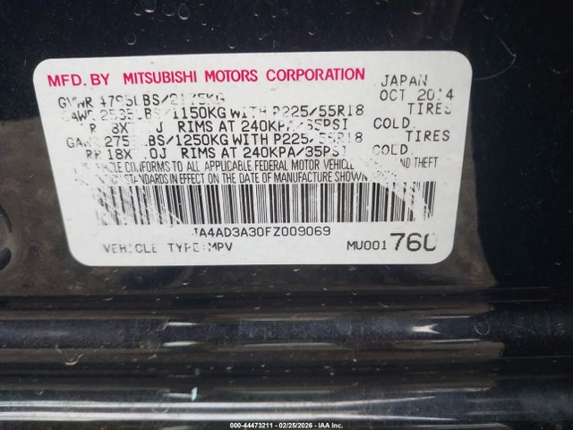 Продаж на аукціоні авто 2015 Mitsubishi Outlander Se, vin: JA4AD3A30FZ009069, номер лоту: 44473211