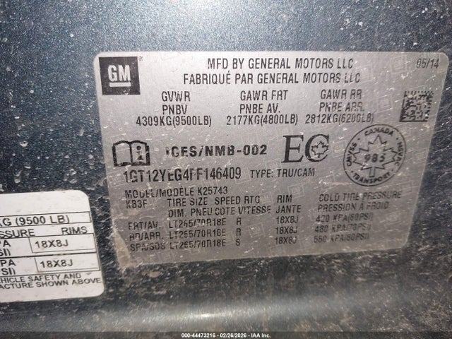 1GT12YEG4FF146409 GMC Sierra 2500hd Sle