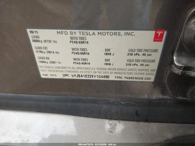 Aukcja sprzedaży 2015 Tesla Model S 70d/85d/p85d, vin: 5YJSA1E22FF104490, numer aukcji: 44473219