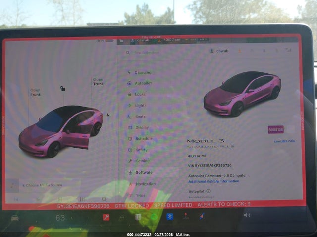 44473232 :رقم المزاد ، 5YJ3E1EA6KF396736 vin ، 2019 Tesla Model 3 Long Range/mid Range/standard Range/standard Range Plus مزاد بيع
