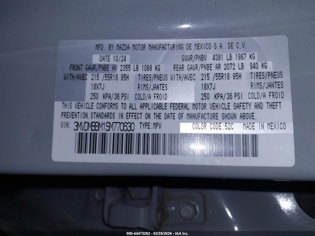 Продажа на аукционе авто 2025 Mazda Cx-30 2.5 S Select Sport, vin: 3MVDMBBM1SM770630, номер лота: 44473262