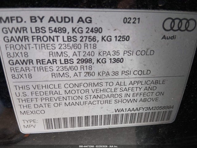 2021 AUDI Q5 WA1AAAFY3M2058984 Photo 8