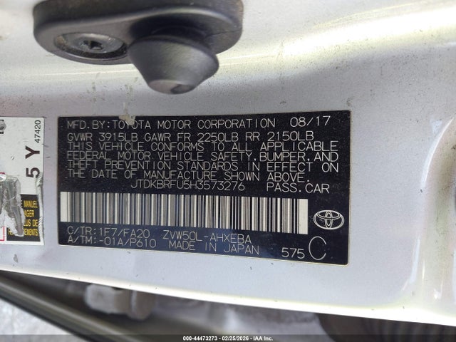 JTDKBRFU5H3573276 Toyota Prius Two