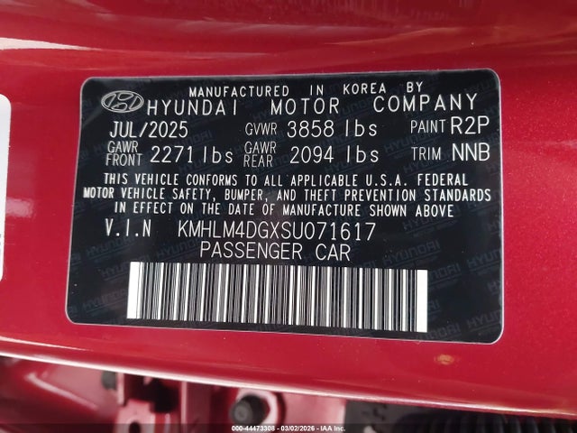 KMHLM4DGXSU071617 Hyundai Elantra Sel Sport