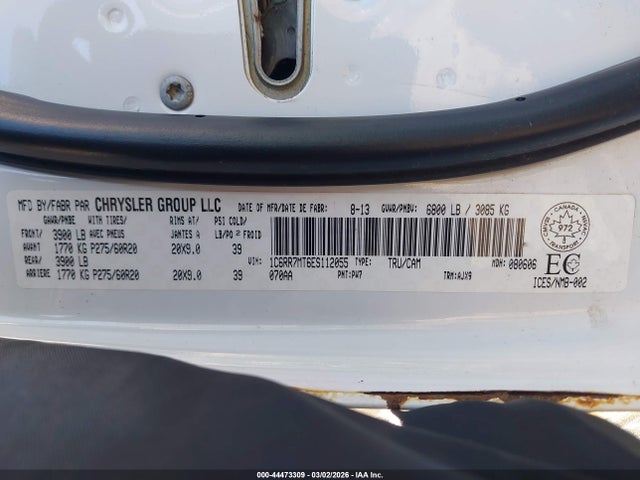 44473309 :رقم المزاد ، 1C6RR7MT6ES112055 vin ، 2014 Ram 1500 Sport مزاد بيع