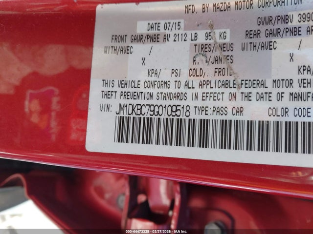 44473339 :رقم المزاد ، JM1DKBC79G0109518 vin ، 2016 Mazda Cx-3 Touring مزاد بيع