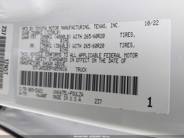 Toyota Tundra Limited 2023 5TFJA5DB5PX059816 Image 9