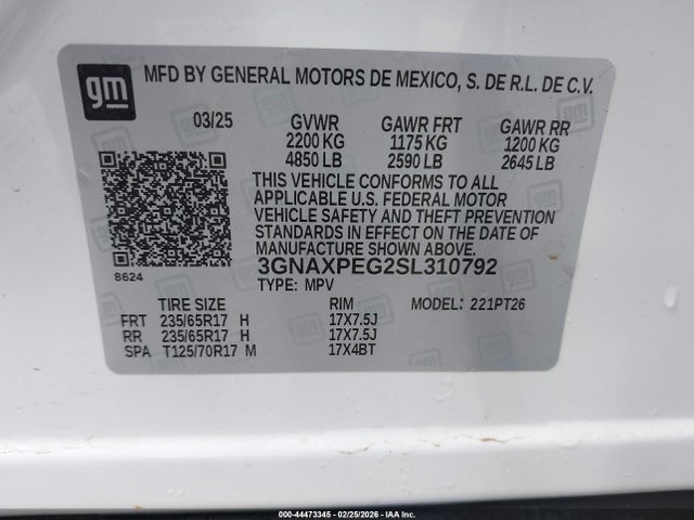 2025 CHEVROLET EQUINOX 3GNAXPEG2SL310792 Photo 8