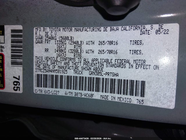 3TMCZ5AN4NM501925 Toyota Tacoma Trd Off Road