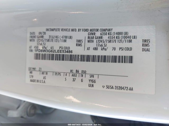 Ford F-350 Chassis Xl 2020 1FD8W3G62LEE53486 Image 8