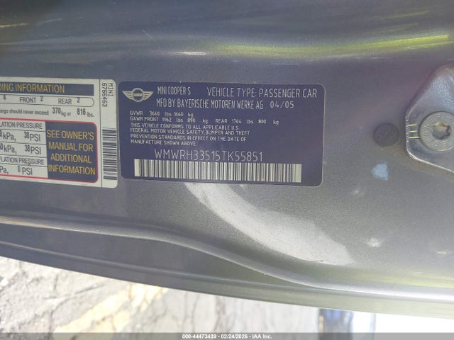 2005 MINI COOPER S WMWRH33515TK55851 Photo 8