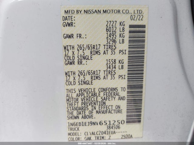 2022 NISSAN FRONTIER 1N6ED1EJ9NN651250 Photo 8