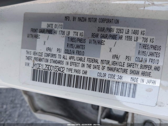 Aukcja sprzedaży 2013 Mazda Mazda2 Touring, vin: JM1DE1LZ9D0163402, numer aukcji: 44473473