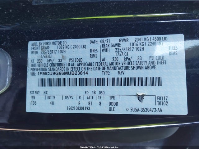 2021 FORD ESCAPE 1FMCU9G66MUB23814 Photo 8