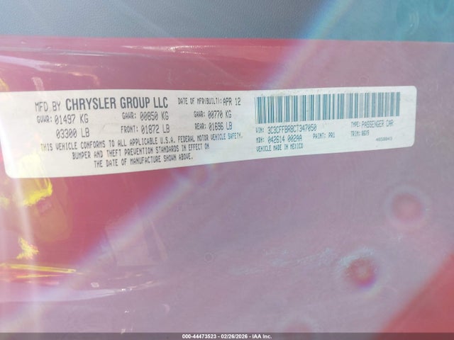 2012 FIAT 500 3C3CFFBR8CT347050 Photo 8