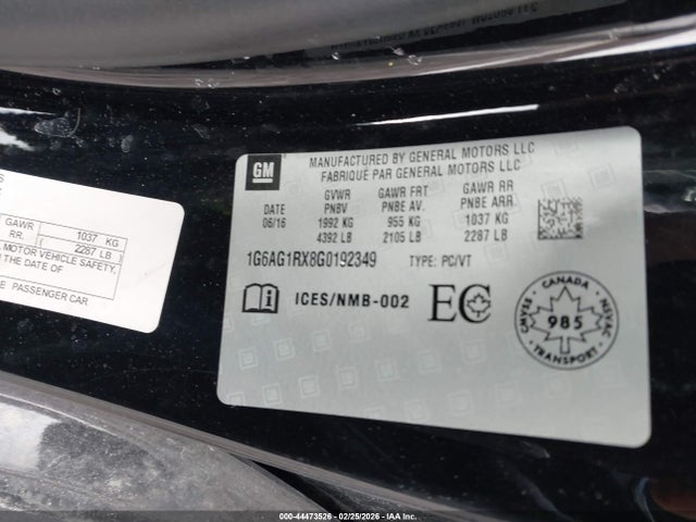 Продажа на аукционе авто 2016 Cadillac Ats Turbo Standard, vin: 1G6AG1RX8G0192349, номер лота: 44473526