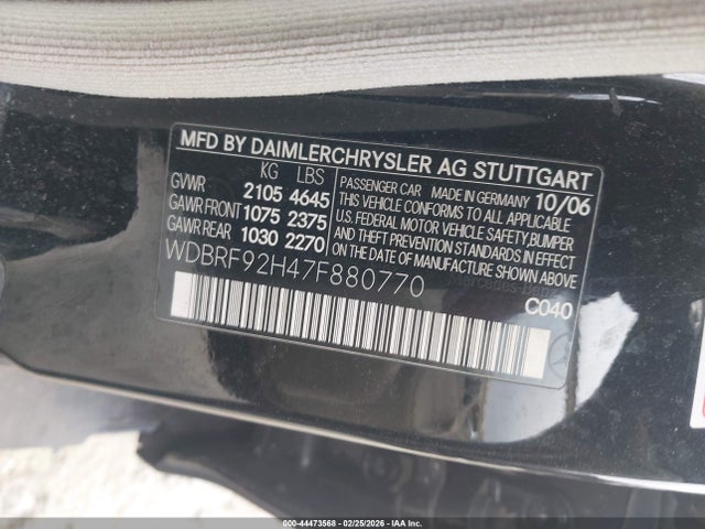 Продаж на аукціоні авто 2007 Mercedes-benz C 280 Luxury 4matic, vin: WDBRF92H47F880770, номер лоту: 44473568