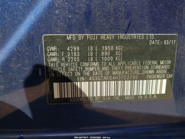 4S3GTAK64H3722790 Subaru Impreza 2.0i Sport