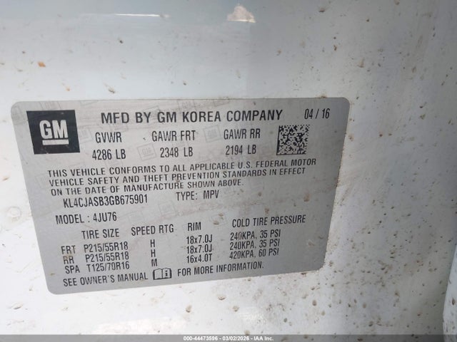Aukcja sprzedaży 2016 Buick Encore, vin: KL4CJASB3GB675901, numer aukcji: 44473596
