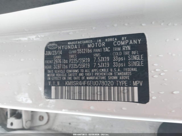 Hyundai Santa Fe Limited 2014 KM8SR4HF6EU078020 Image 9