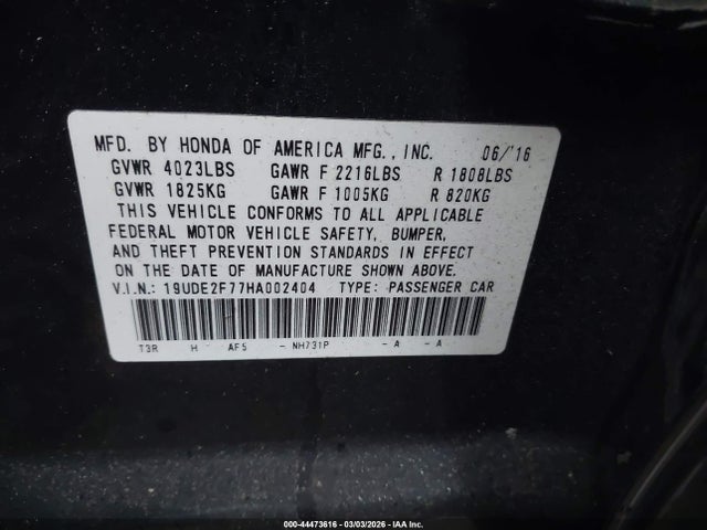 44473616 :رقم المزاد ، 19UDE2F77HA002404 vin ، 2017 Acura Ilx Premium Package/technology Plus Package مزاد بيع