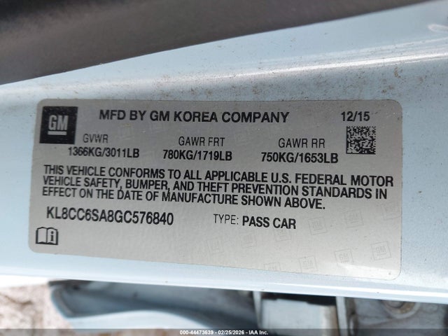 KL8CC6SA8GC576840 Chevrolet Spark 1lt Manual