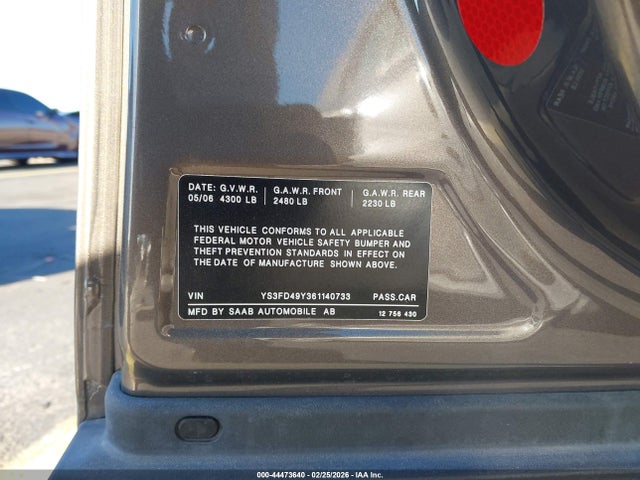 2006 SAAB 9-3 YS3FD49Y361140733 Photo 8