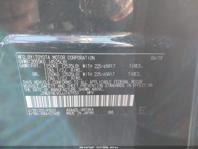 JTMZFREV0JJ747933 Toyota RAV4 LE